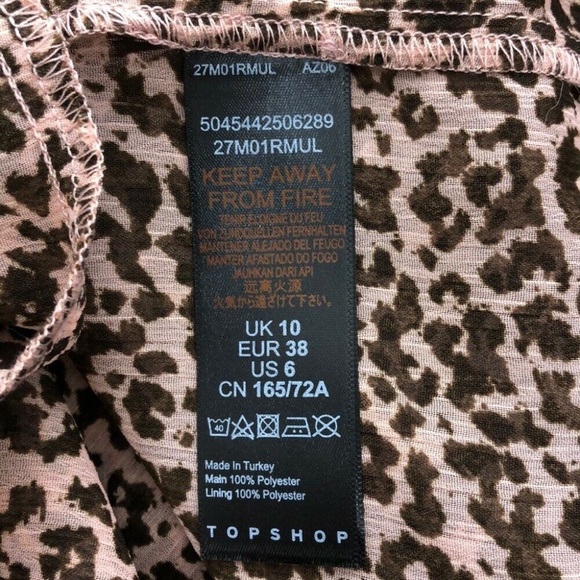 Women's Topshop Idol Leopard Print Ruffle Mini Skirt size 6 Brown and pink - Picture 4 of 6